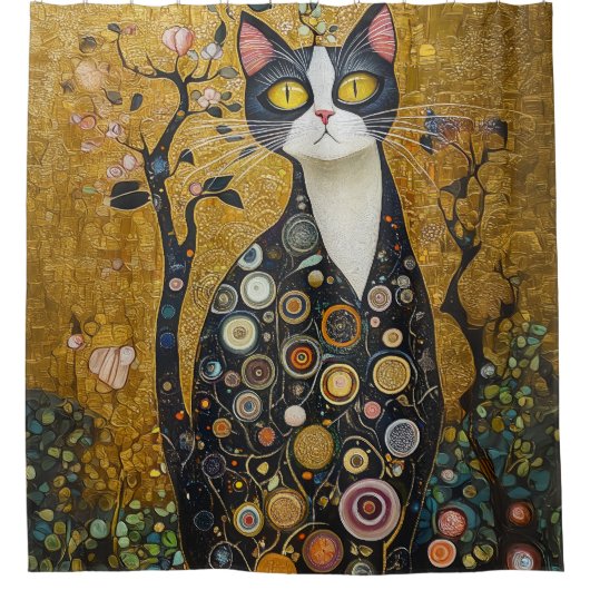 Rideaux De Douche Feline céleste en or (Devant)