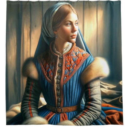 Rideaux De Douche Femme de l'IA (Devant)