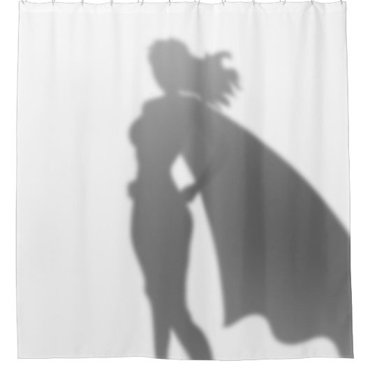 Rideaux De Douche Femme de super héros derrière la silhouette drôle (Devant)