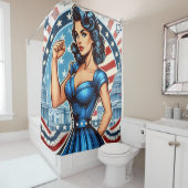 Rideaux De Douche Femme démocrate (En situation)