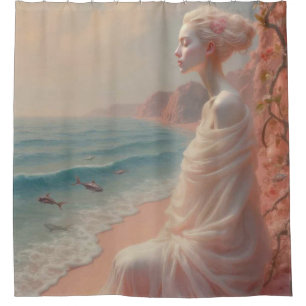 Rideaux De Douche Femme éthérée sur Dreamy Beach