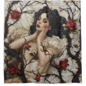 Rideaux De Douche Femme gothique avec épines et Roses (Devant)