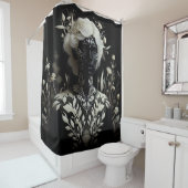 Rideaux De Douche Femme noire et blanche (En situation)