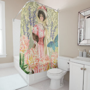 Rideaux De Douche Femme victorienne florale rose Régence