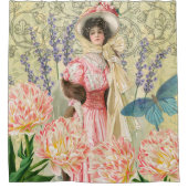 Rideaux De Douche Femme victorienne florale rose Régence (Devant)