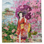 Rideaux De Douche Femmes Japonaises En Kimono - (Devant)