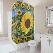 Rideaux De Douche Fence painted de Sunflowers (En situation)