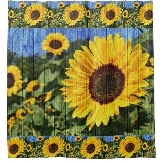 Rideaux De Douche Fence painted de Sunflowers (Devant)