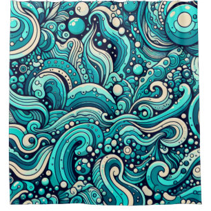 Rideaux De Douche "Fenêtre des vagues lunaires"