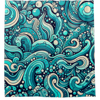 Rideaux De Douche "Fenêtre des vagues lunaires"