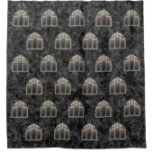 Rideaux De Douche Fenêtre gothique avec Skeletons et chauves-souris (Devant)