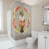 Rideaux De Douche Ferme Bénédiction Citrouille de bois gris rustique (En situation)