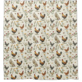 Rideaux De Douche Ferme des poules de coq beige rétro (Devant)