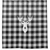 Rideaux De Douche Ferme Noir Noir Blanc Buffalo Cerf Monogramme (Devant)