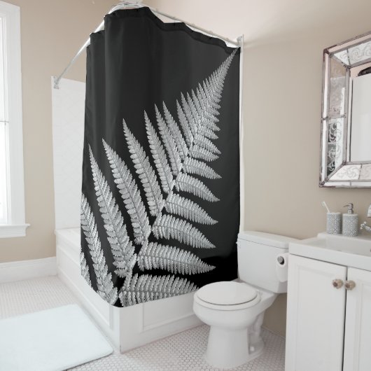 Rideaux De Douche Ferme noire et blanche (En situation)
