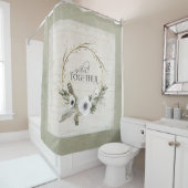 Rideaux De Douche Ferme rustique Aquarelle Wreath Floral Bois Art (En situation)