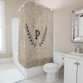 Rideaux De Douche Ferme rustique Burlap & Black Botanical Laurel (En situation)