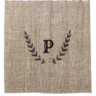 Rideaux De Douche Ferme Rustique Burlap & Botanique Noir Laurier