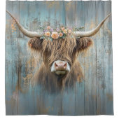 Rideaux De Douche Ferme rustique Highland Cow Floral Crown (Devant)