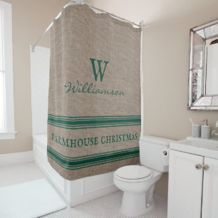 Rideaux De Douche Ferme rustique Noël Ticking Stripe Douche