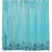 Rideaux De Douche Ferme Turquoise Distressed Wood Blue Foliing (Devant)
