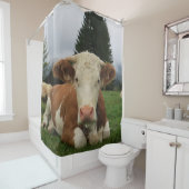 Rideaux De Douche Fermeture d'une vache brune et blanche (En situation)