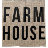 Rideaux De Douche FERMHOUSE Black Lettres Rustique Burlap Sacking (Devant)