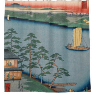 Rideaux De Douche Ferry de Niijuku Vintage Ukiyo-e Art japonais