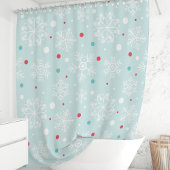 Rideaux De Douche Festif Aqua Blue Snowflake & Polka Dot