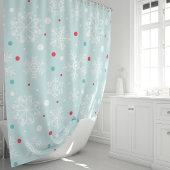 Rideaux De Douche Festif Aqua Blue Snowflake & Polka Dot