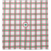 Rideaux De Douche Festif Monogramme moderne Rouge Vert Plaid Vacance (Devant)