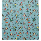 Rideaux De Douche Festif Oiseaux d'hiver Motif de Noël (Devant)