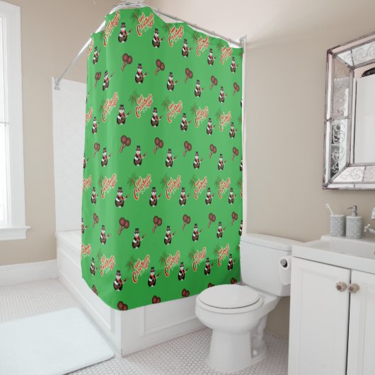 Rideaux De Douche FESTIF VERT Trini Noël (En situation)