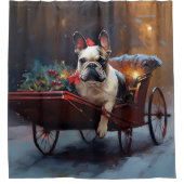 Rideaux De Douche Festin de Noël de Bulldog en France (Devant)