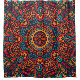 Rideaux De Douche Festival tribal : Motif ethnique coloré