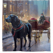 Rideaux De Douche Festive de Noël au Labrador noir (Devant)