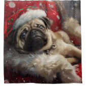Rideaux De Douche Festive de Noël de chien carlin (Devant)