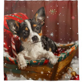 Rideaux De Douche Festive de Noël de chien de Rat Terrier (Devant)