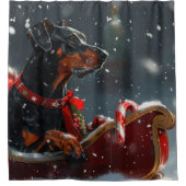 Rideaux De Douche Festive de Noël de chien Doberman (Devant)