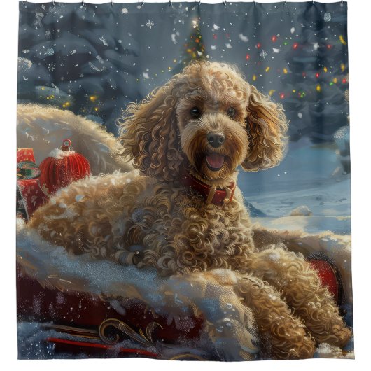 Rideaux De Douche Festive de Noël du chien de caniche (Devant)