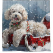 Rideaux De Douche Festive de Noël du chien de caniche (Devant)