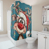 Rideaux De Douche Festive Reindeer Christmas Shower Curtain (En situation)