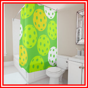 Rideaux De Douche Fête d'anniversaire Pickleball Vert Mignon Sports