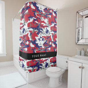 Rideaux De Douche Fête de l'Indépendance Camouflage Votre nom Person