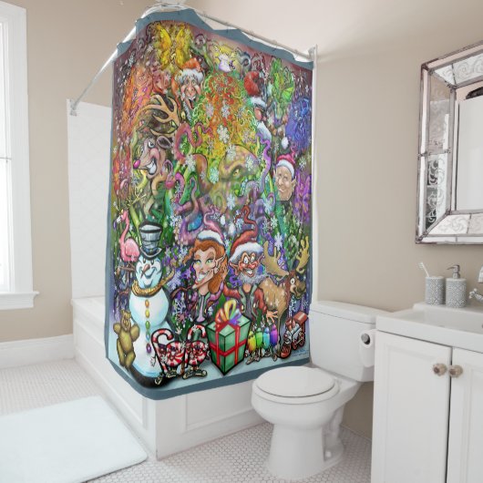 Rideaux De Douche Fête de Noël (En situation)