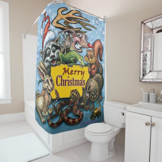 Rideaux De Douche Fête de Noël (En situation)