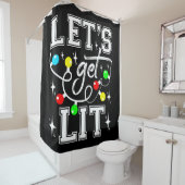 Rideaux De Douche Fête de Noël amusante - Lumière de Noël (En situation)