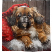 Rideaux De Douche Fête de Noël de Chien Espagnol Tibétain (Devant)