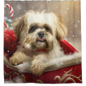 Rideaux De Douche Fête de Noël de Chien Malti Tzu (Devant)