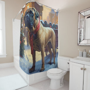 Rideaux De Douche Fête de Noël du Bullmastiff
